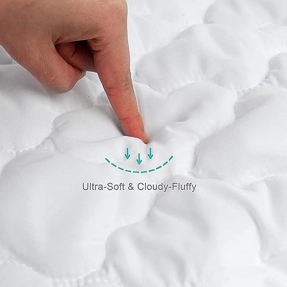 Crib Mattress Protector/ Pad Cover - 2 Pack, Ultra Soft Microfiber, Waterproof, Grey & White (for Standard Crib/ Toddler Bed)