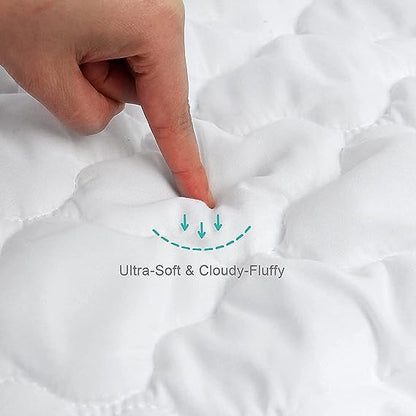 Crib Mattress Protector/ Pad Cover - 2 Pack, Ultra Soft Microfiber, Waterproof, Grey & White (for Standard Crib/ Toddler Bed)