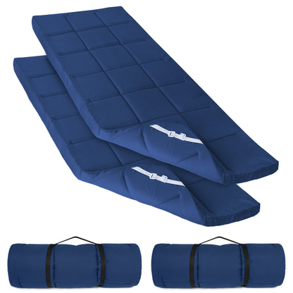 Quilted Cot Mattress Topper - 75" x 30", 2 Pack, Soft and Thicker Cot Pad Only, for Camping Cot/Rv Bunk/Narrow Twin Beds, Navy - Biloban Online Store