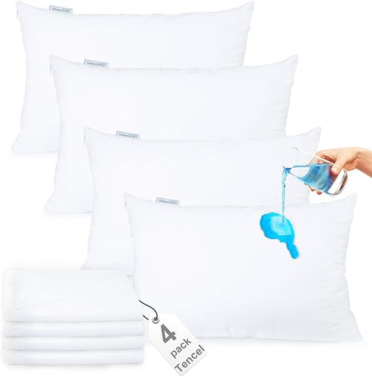 Tencel Waterproof Zippered Pillow Protector, Queen, 4 Pack-Biloban Online Store