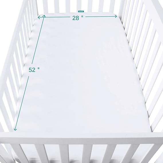 Waterproof Crib Sheet - 2 Pack, Ultra Soft Microfiber, White & Grey (for Standard Crib/ Toddler Bed)