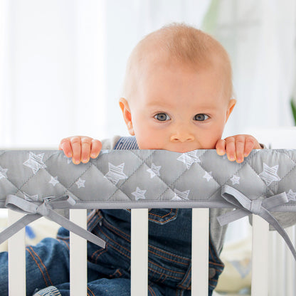 3 Pieces Crib Rail Cover - Protector Safe Teething Guard Wrap, Reversible, Fit Side and Front Rails - Biloban Online Store