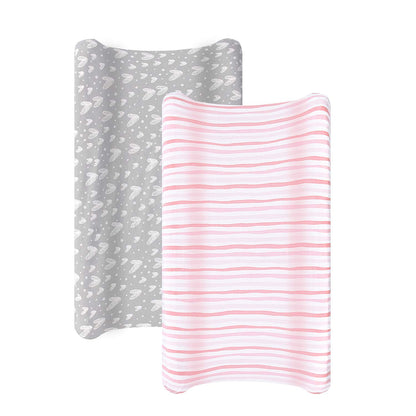 Changing Pad Cover - 2 Pack, 100% Jersey Knit Cotton, Grey & Pink - Biloban Online Store