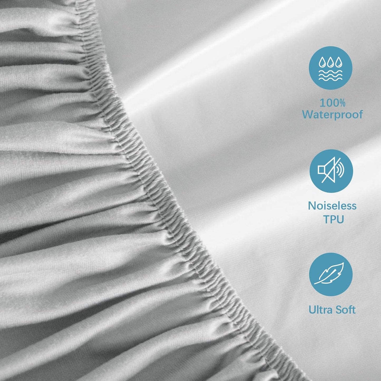 Waterproof Mattress Protector Twin & Full Size, 2 Pack, Noiseless & Soft Mattress Cover with Deep Pocket Up to 14" Depth, Super Breathable & Easy Wash, Grey