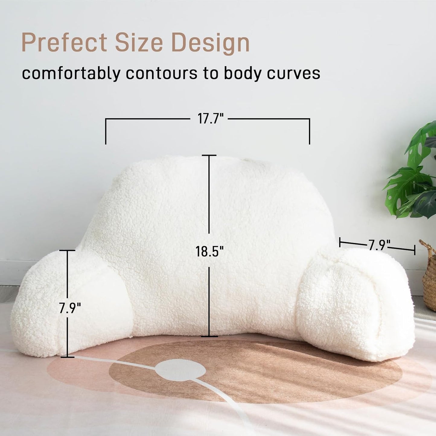 Reading Pillow for Kids/Teens/Adults, Bed Rest Wedge Backrest Pillows for Sitting in Bed with Arms Back Support for Watching TV/Gaming/Relaxing