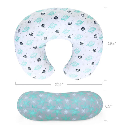 Nursing Pillow Cover for Boppy - 2 Pack, Ultra-soft Microfiber, Breathable & Skin-Friendly, Planet & Flower