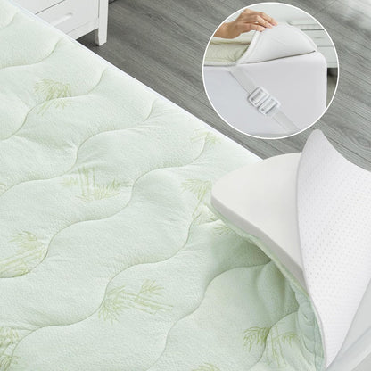 Viscose Twin XL Mattress Topper Pad, For College Dorm Room Essential, Light Green