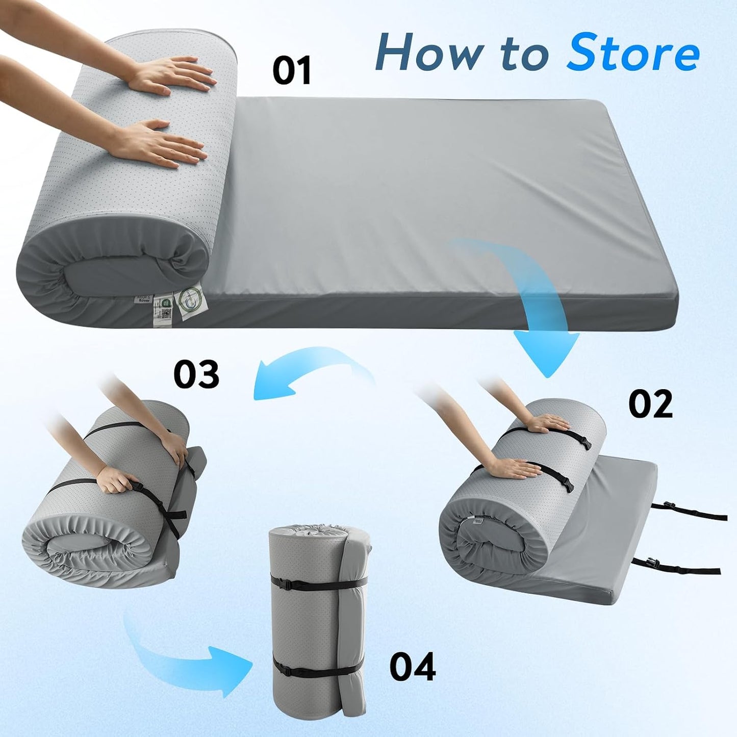 Memory Foam Camping Cot Pad, 3 Inch Sleeping Pad with Waterproof Cover