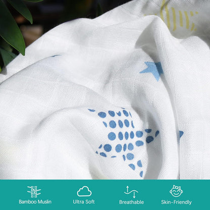 Bamboo Muslin Crib Sheets - 2 Pack, Ultra Soft and Breathable, Star & Bunny (for Standard Crib/ Toddler Bed)