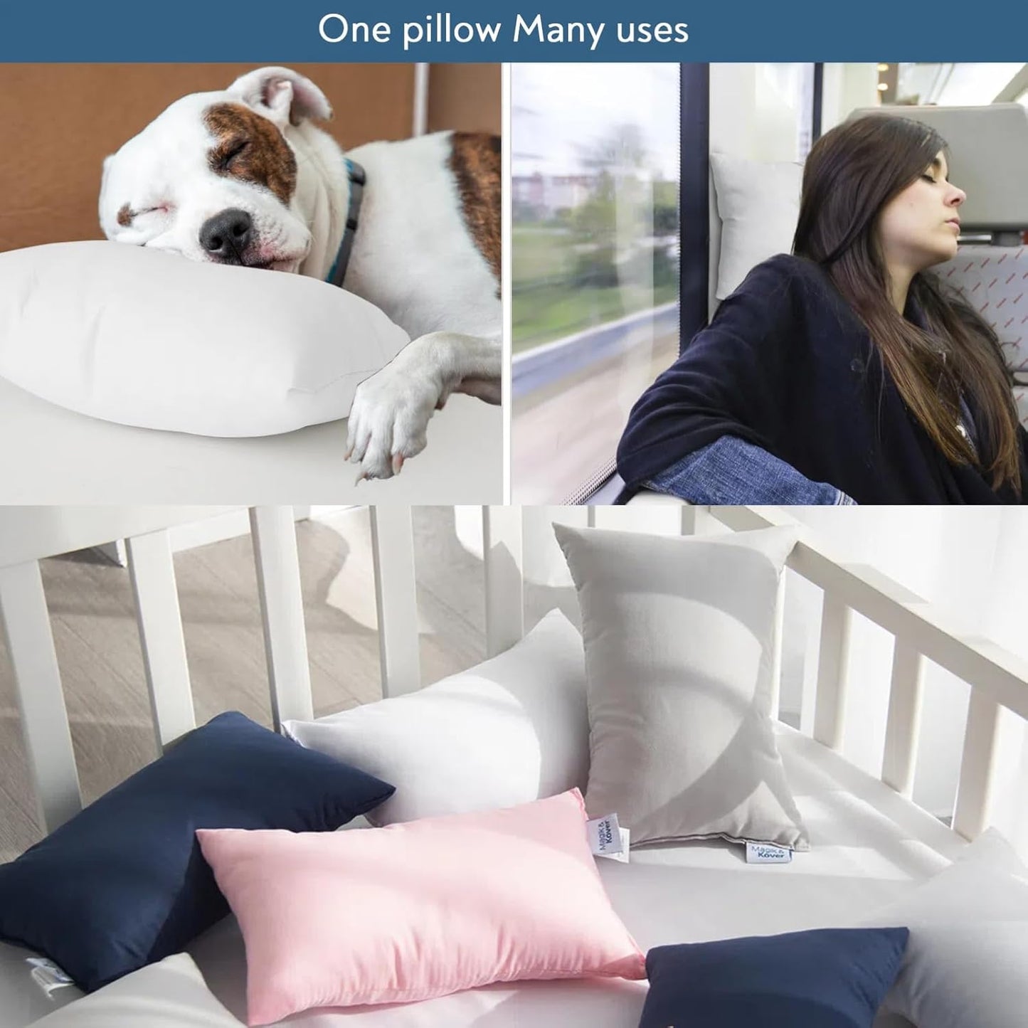 Mini Pillow for Travel 2 Pack, 11" x 7" Tiny Pillows with Name Tag, Travel and Sleep