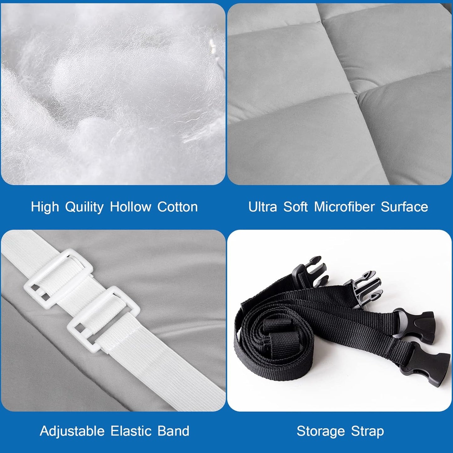 Quilted Cot Mattress Topper - 75" x 30", Soft and Thicker Cot Pad Only, for Camping Cot/Rv Bunk/Narrow Twin Beds (Copy)