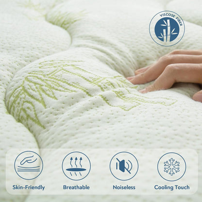 Viscose Twin XL Mattress Topper Pad, For College Dorm Room Essential, Light Green