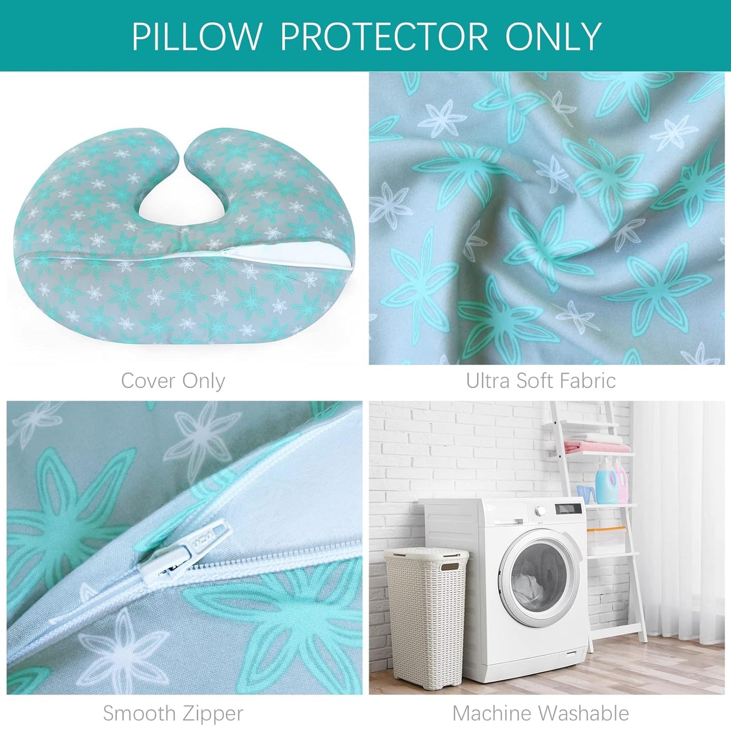 Nursing Pillow Cover for Boppy - 2 Pack, Ultra-soft Microfiber, Breathable & Skin-Friendly, Planet & Flower