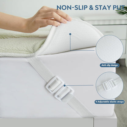 Viscose Twin XL Mattress Topper Pad, For College Dorm Room Essential, Light Green