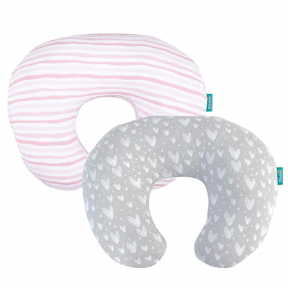 Nursing Pillow Cover for Boppy - 2 Pack, 100% Jersey Cotton, Super Soft & Breathable & Skin Friendly, Grey & Pink - Biloban Online Store
