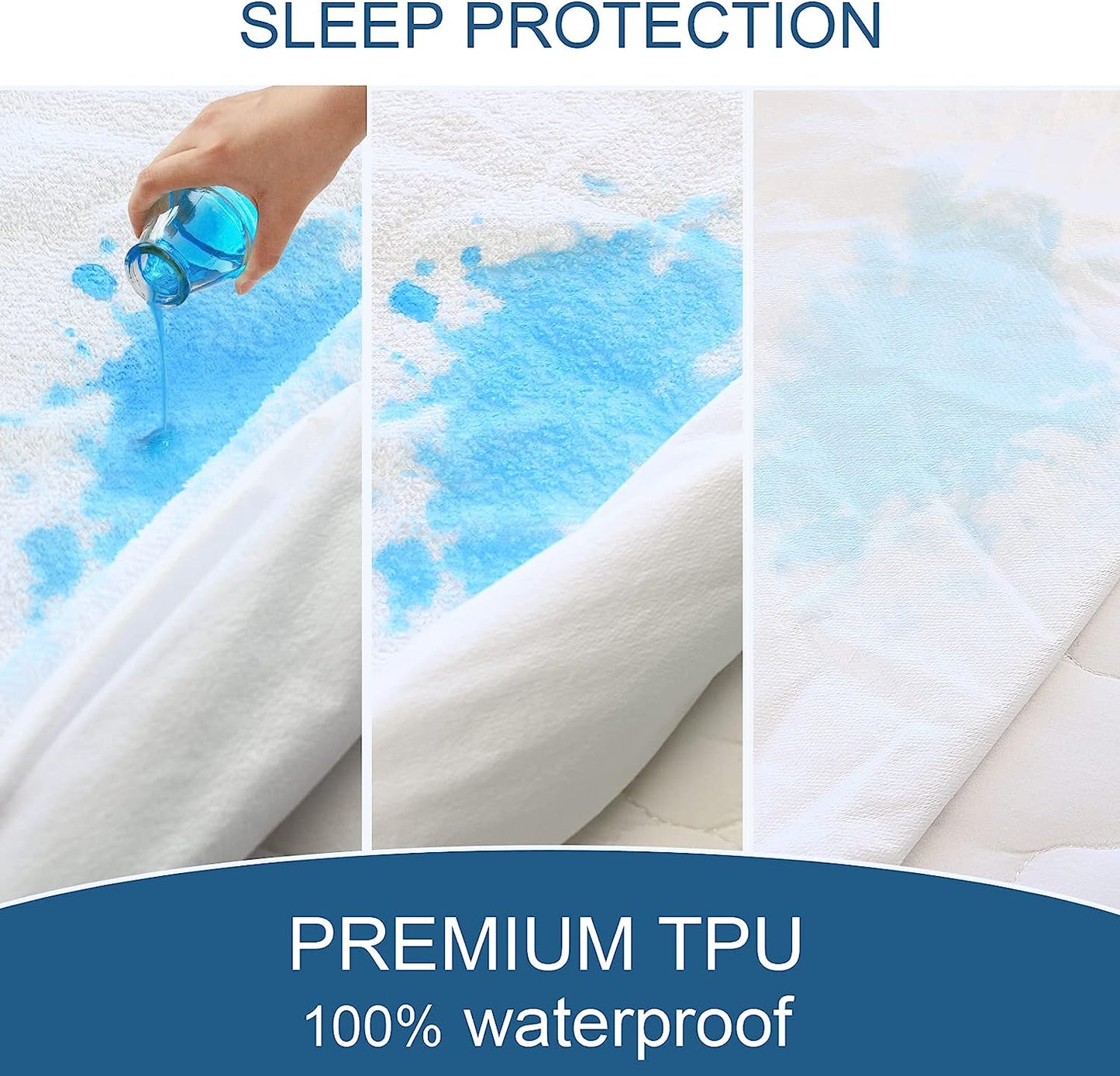 Waterproof Mattress Protector, Soft & Breathable Terry, Noiseless Mattress Cover Fitted with Deep Pocket, Skin-Friendly & Machine Washable - Biloban Online Store