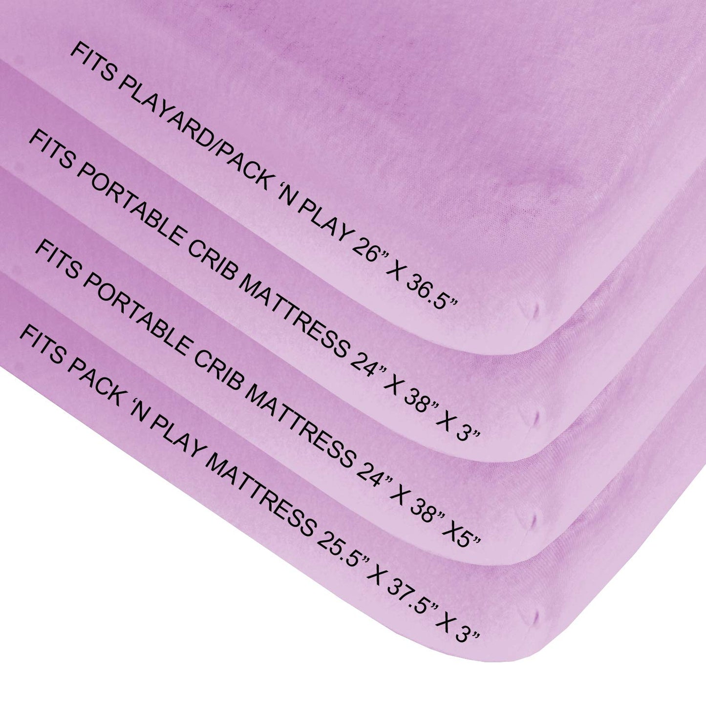 Pack n Play Fitted Sheets - 2 Pack, Ultra Soft Microfiber, Lavender & White, Preshrunk