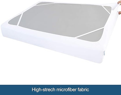 Box Spring Cover with Smooth and Elastic Woven Material, 2 Pack, Wrinkle & Fading Resistant & Dustproof, White