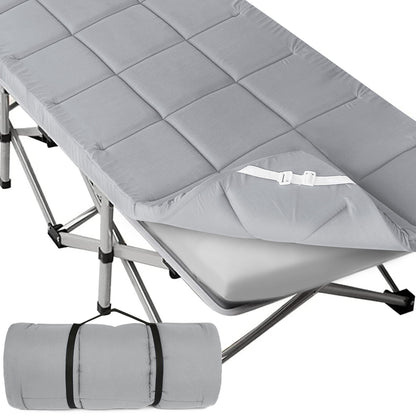Quilted Cot Mattress Topper - 75" x 30", Soft and Thicker Cot Pad Only, for Camping Cot/Rv Bunk/Narrow Twin Beds, Grey - Biloban Online Store
