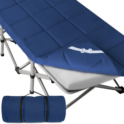 Quilted Cot Mattress Topper - 75" x 30", 2 Pack, Soft and Thicker Cot Pad Only, for Camping Cot/Rv Bunk/Narrow Twin Beds, Navy - Biloban Online Store