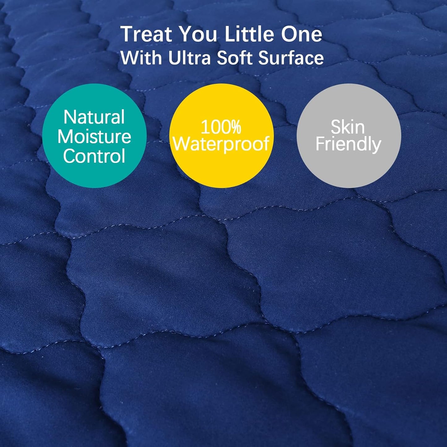 Crib Mattress Protector/ Pad Cover - 2 Pack, Ultra Soft Microfiber, Waterproof, Grey & Navy (for Standard Crib/ Toddler Bed)