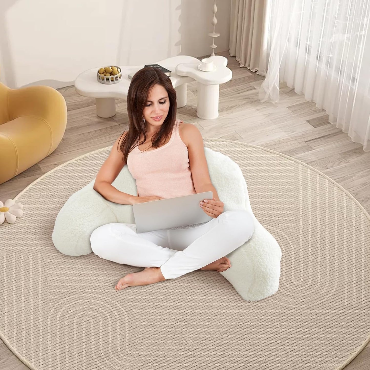 Reading Pillow for Kids/Teens/Adults, Bed Rest Wedge Backrest Pillows for Sitting in Bed with Arms Back Support for Watching TV/Gaming/Relaxing