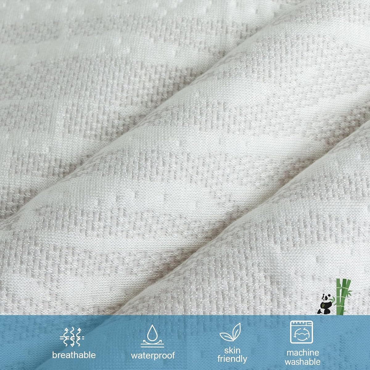 Waterproof Mattress Topper Cover, Zippered Encasement with Adjustable Straps for Memory Foam Toppers