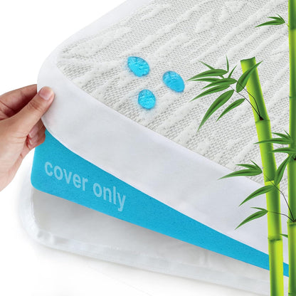 Waterproof Mattress Topper Cover, Zippered Encasement with Adjustable Straps for Memory Foam Toppers