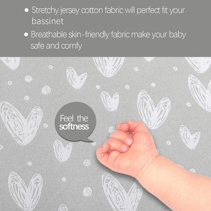 Shop by Brand/Model - Bassinet Sheet, 2 Pack, 100% Jersey Cotton, Grey & White