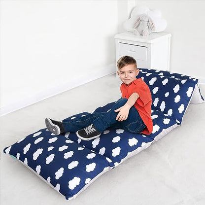 Kids Pillow Bed Floor Lounger Cover, Non-Slip and Super Soft, Queen Size, Navy Cloud - Biloban Online Store