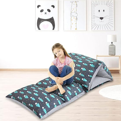 Kids Pillow Bed Floor Lounger Cover, Non-Slip and Super Soft, Queen/King Size, Dark Forest - Biloban Online Store