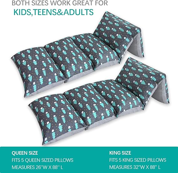 Kids Pillow Bed Floor Lounger Cover, Non-Slip and Super Soft, Queen/King Size, Dark Forest