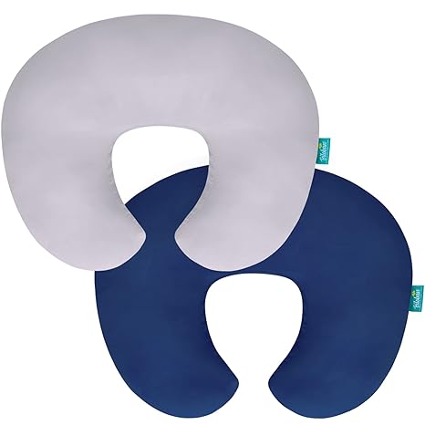 Nursing Pillow Cover for Boppy - 2 Pack, Ultra Soft 100% Jersey Cotton, Grey & Navy-Biloban Online Store