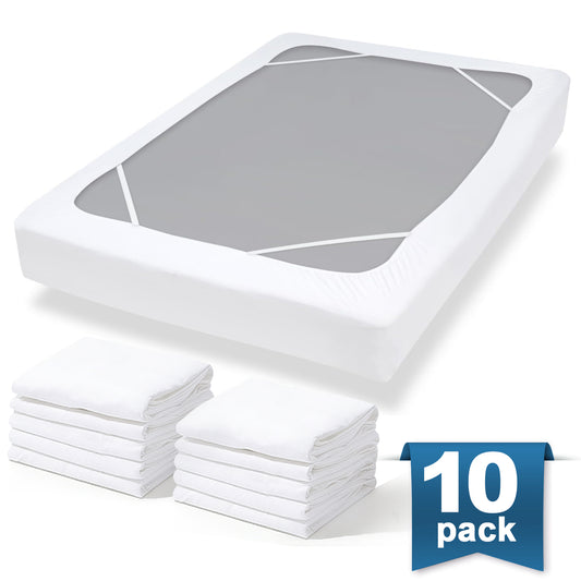 Box Spring Cover with Smooth and Elastic Woven Material, 10 Pack, Wrinkle & Fading Resistant & Dustproof, White - Biloban Online Store