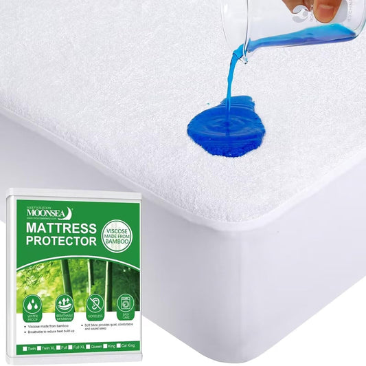 Biloban- Twin Mattress Protector Waterproof Mattress Pad Cover,  Terry Mattress Protector Twin Cover with Deep Pocket