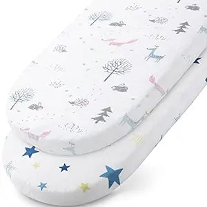 Muslin Bassinet Sheet - Fits SNOO Smart Sleeper Baby Bassinet, 2 Pack, Star & Fox-Biloban Online Store