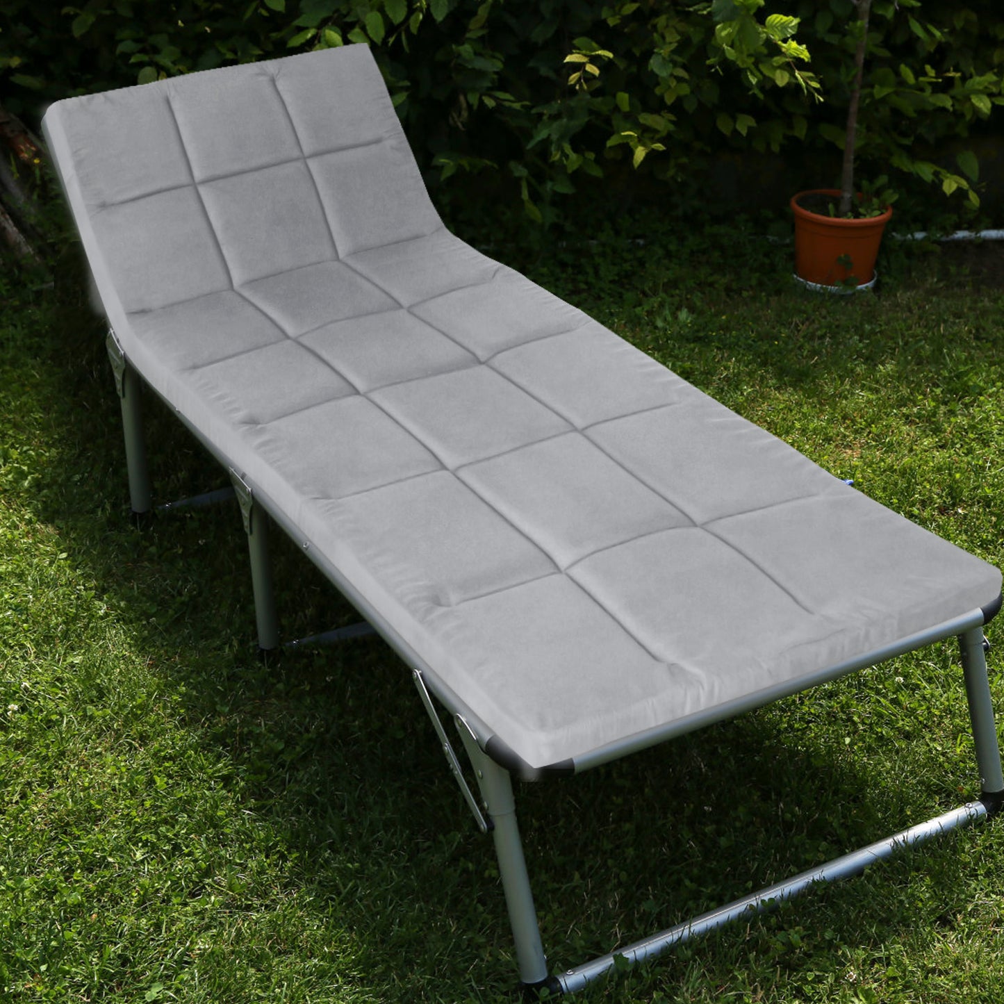 Quilted Cot Mattress Topper - 75" x 30", 2 Pack, Soft and Thicker Cot Pad Only, for Camping Cot/Rv Bunk/Narrow Twin Beds, Grey & Navy - Biloban Online Store