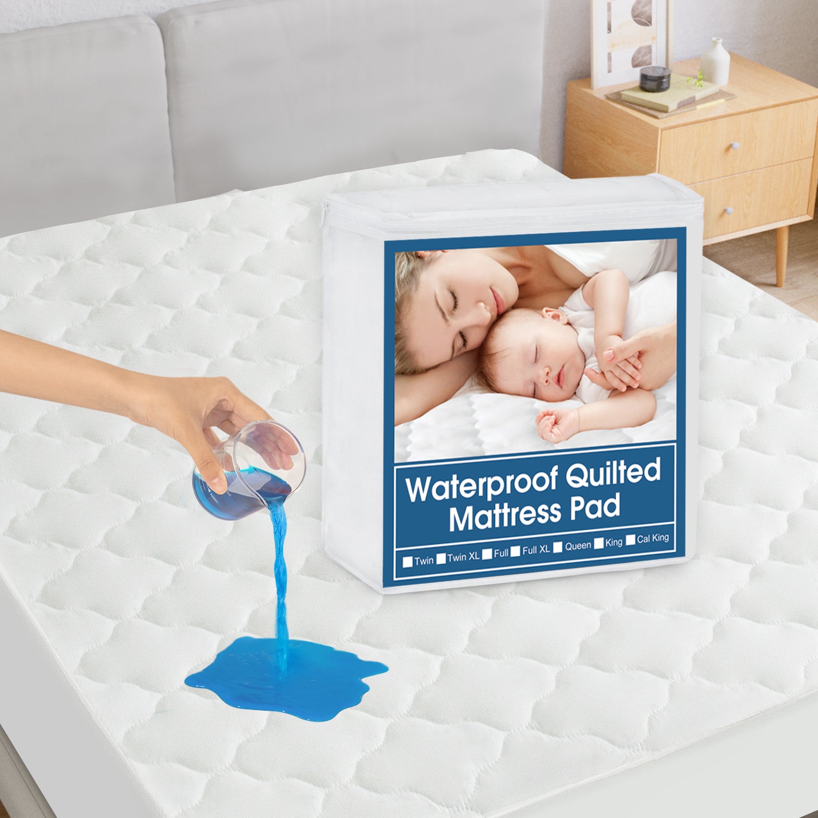 Waterproof Mattress Protector Quilted, Breathable & Noiseless Mattress Pad Cover, Fitted with Deep Pocket - Biloban Online Store