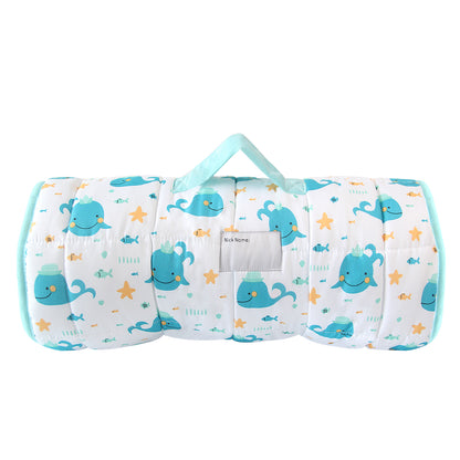Toddler Nap Mat with Pillow and Blanket, Cot Nap Mats for Daycare Preschool, Lightweight Portable Travel Sleeping Bag for Kids, Warm & Skin-Friendly, Blue Whale, 50" x 21" Visit the Biloban Store