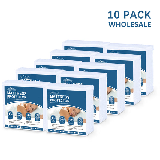WHOLESALE, Waterproof Mattress Protector, Fitted with Deep Pocket, Cotton, 10PACK - Biloban Online Store