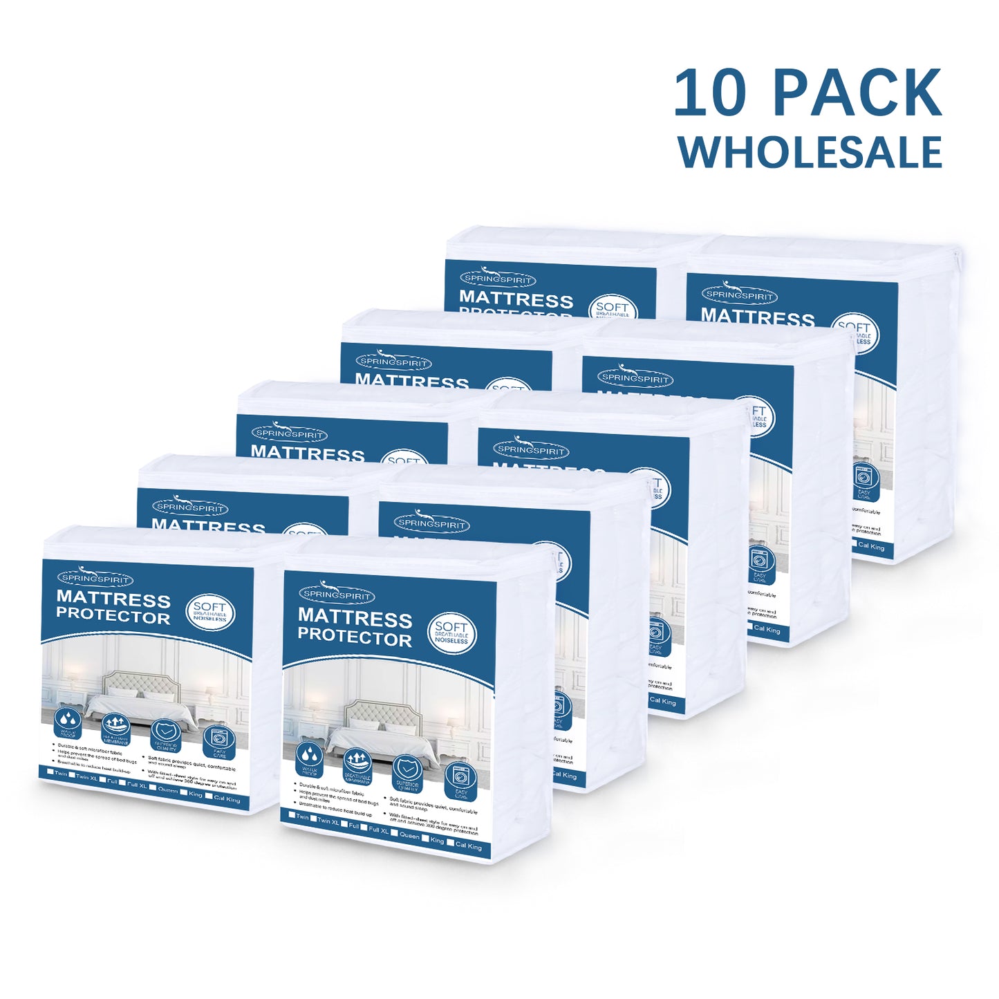 WHOLESALE, Waterproof Mattress Protector, Fitted with Deep Pocket 10 PACK - Biloban Online Store