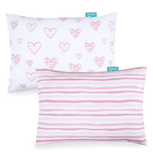 Toddler Pillowcase - 2 Pack, Ultra Soft 100% Jersey Cotton, Envelope Style, Fits Toddler Pillow 12"x16", 13"x18" or 14"x19", Pink - Biloban Online Store