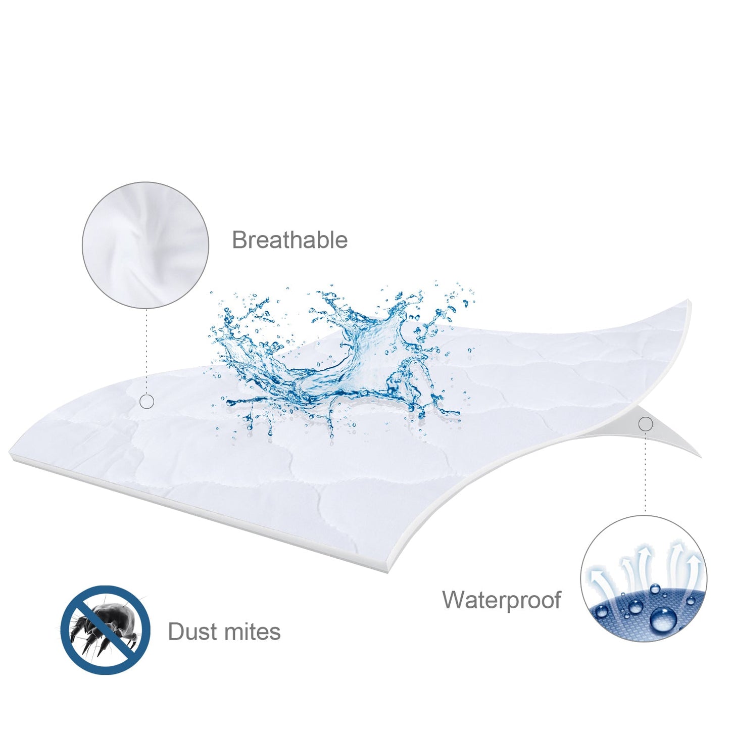 Waterproof Mattress Protector, Ultra Soft Microfiber Quilted， Fitted with Deep Pocket up to 14" Depth - Biloban Online Store