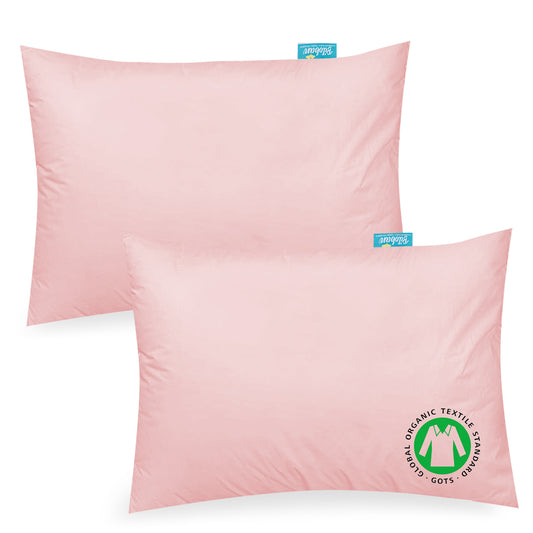 Toddler Pillowcase- 2 Pack, 100% Cotton, 12" x 16", 13" x 18", 14" x 19", Pink - Biloban Online Store
