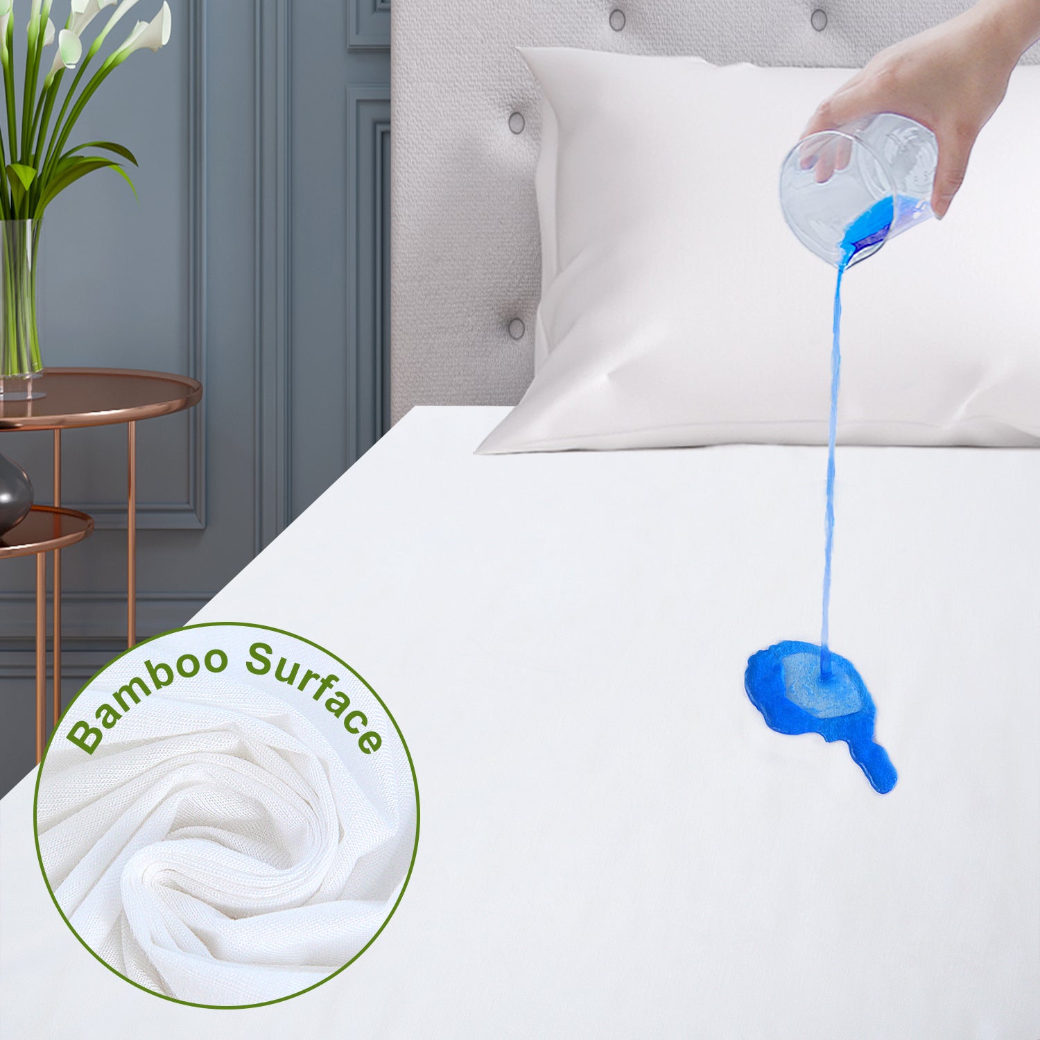 Waterproof Mattress Protector, Premium Bamboo Mattress Pad Cover Fitted with Deep Pocket - Biloban Online Store
