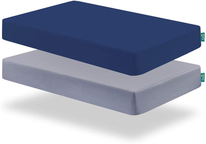 Crib Sheet - 2 Pack, Ultra Soft Microfiber, Grey & Navy (for Standard Crib/ Toddler Bed) - Biloban Online Store