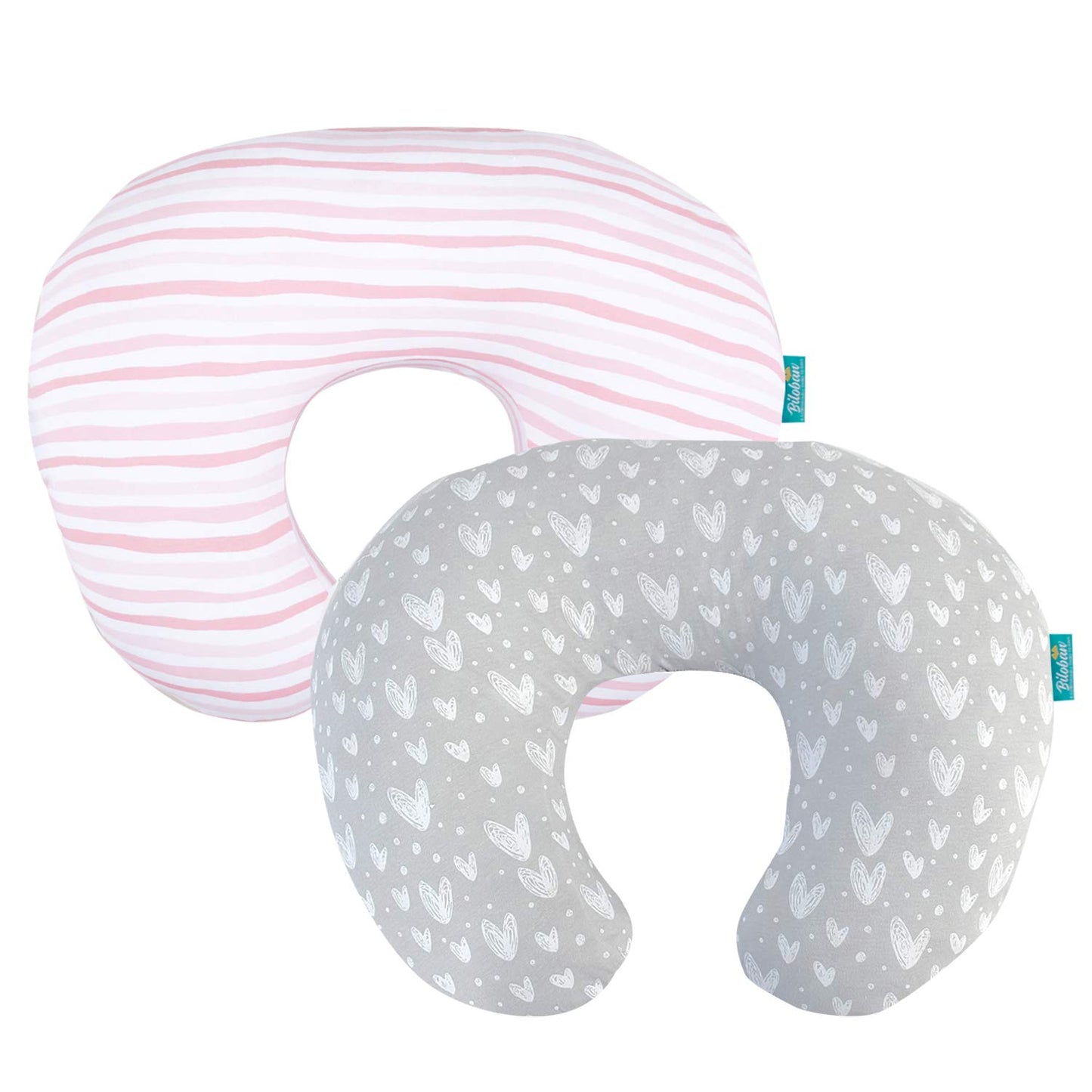 Nursing Pillow Cover, 2 Pack,Pink and Gray, Stretchy 100% Jersey Cotton,Nursing Pillow Slipcovers for Moms Breastfeeding and Bottle Feeding Pillow - Biloban Online Store