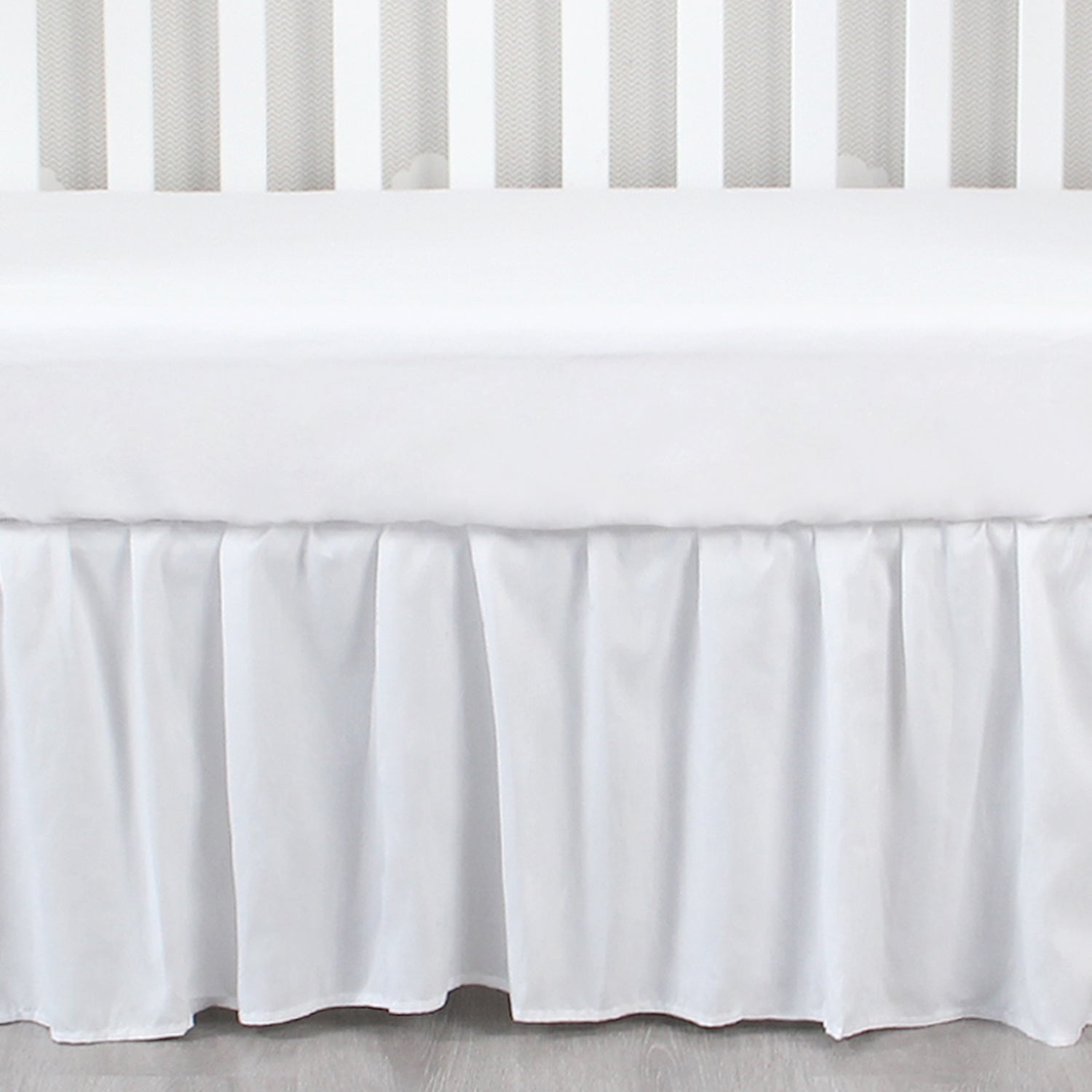 Crib Skirt - Dust Ruffle, Elastic Adjustable Fit, Easy On/Off, 14" Drop, White (for Standard Crib/ Toddler Bed) - Biloban Online Store