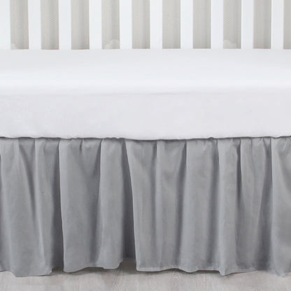 Crib Skirt - Dust Ruffle, Elastic Adjustable Fit, Easy On/Off, 14" Drop, Grey (for Standard Crib/ Toddler Bed) - Biloban Online Store