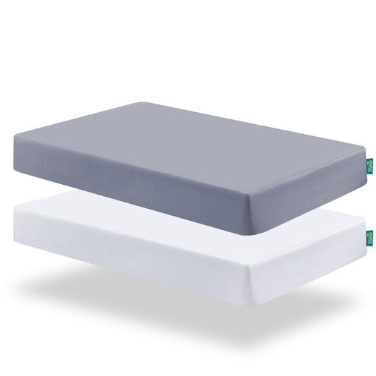 Crib Sheets - 2 Pack, Microfiber, White & Grey ( for Standard Crib 52" x 28" ) - Biloban Online Store